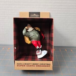 NIB Duluth Trading Super Santa Ornament 2nd Edition Holiday Fire Hose Shirt Jac